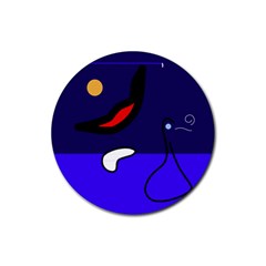 Night Duck Rubber Coaster (round)  by Valentinaart