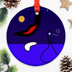 Night Duck Round Ornament (two Sides)  by Valentinaart