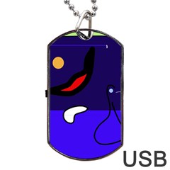 Night Duck Dog Tag Usb Flash (one Side)