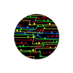 Stay In Line Rubber Coaster (round)  by Valentinaart