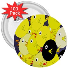 Yellow Flock 3  Buttons (100 Pack)  by Valentinaart