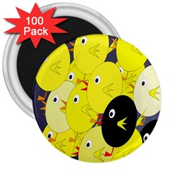 Yellow Flock 3  Magnets (100 Pack) by Valentinaart