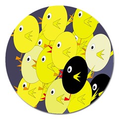 Yellow Flock Magnet 5  (round) by Valentinaart