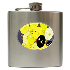 Yellow Flock Hip Flask (6 Oz) by Valentinaart