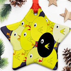 Yellow Flock Star Ornament (two Sides)  by Valentinaart