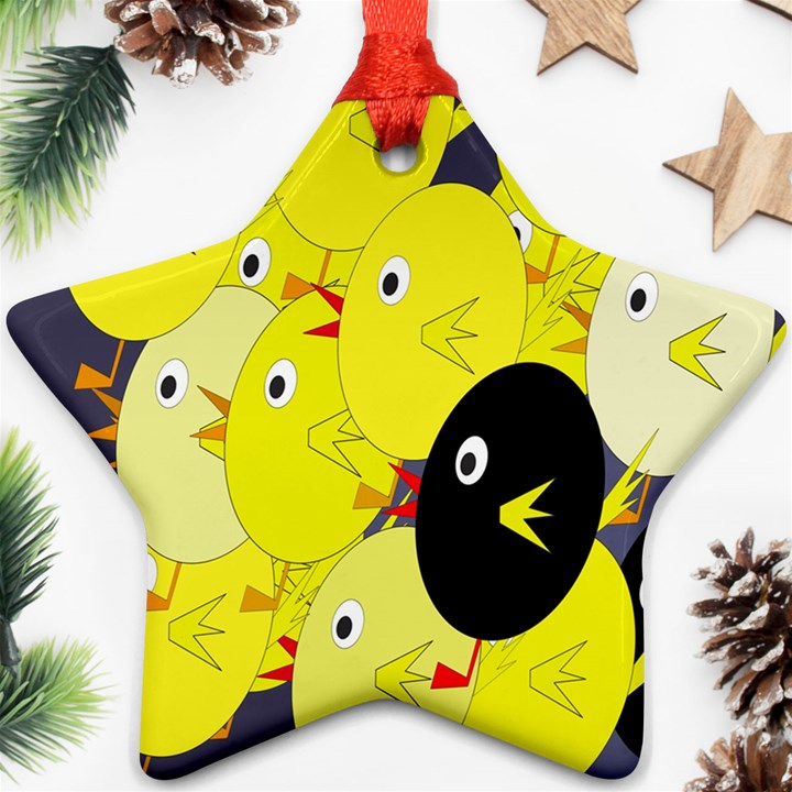 Yellow flock Star Ornament (Two Sides) 