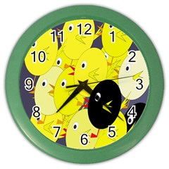 Yellow Flock Color Wall Clocks by Valentinaart