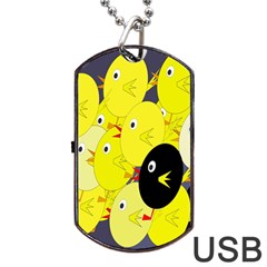 Yellow Flock Dog Tag Usb Flash (one Side)