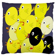 Yellow Flock Large Flano Cushion Case (one Side) by Valentinaart