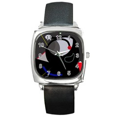 Gray bird Square Metal Watch