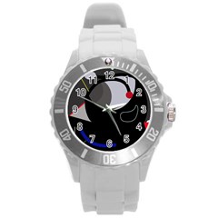 Gray bird Round Plastic Sport Watch (L)