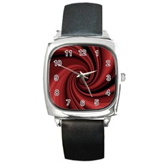 Elegant Red Twist Square Metal Watch by Valentinaart