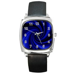 Blue Decorative Twist Square Metal Watch by Valentinaart