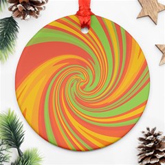 Green And Orange Twist Ornament (round)  by Valentinaart