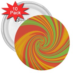 Green And Orange Twist 3  Buttons (10 Pack)  by Valentinaart