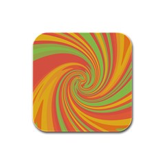 Green And Orange Twist Rubber Square Coaster (4 Pack)  by Valentinaart