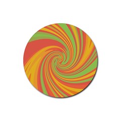 Green And Orange Twist Rubber Coaster (round)  by Valentinaart