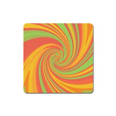 Green And Orange Twist Square Magnet by Valentinaart