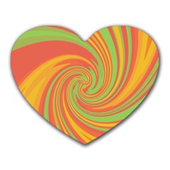 Green And Orange Twist Heart Mousepads by Valentinaart