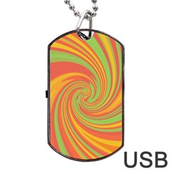 Green And Orange Twist Dog Tag Usb Flash (one Side) by Valentinaart