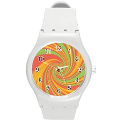 Green And Orange Twist Round Plastic Sport Watch (m) by Valentinaart