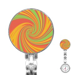 Green And Orange Twist Stainless Steel Nurses Watch by Valentinaart