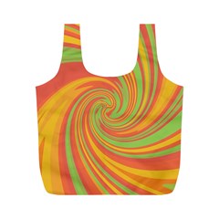 Green And Orange Twist Full Print Recycle Bags (m)  by Valentinaart