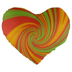 Green And Orange Twist Large 19  Premium Flano Heart Shape Cushions by Valentinaart