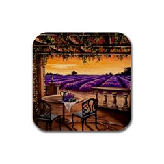 Lavender Rubber Square Coaster (4 Pack)  by ArtByThree