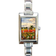  Poppies Rectangle Italian Charm Watch by ArtByThree