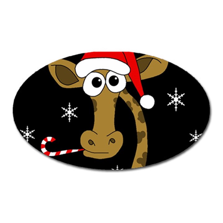 Christmas giraffe Oval Magnet