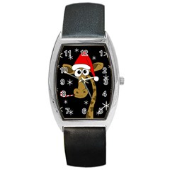 Christmas Giraffe Barrel Style Metal Watch by Valentinaart