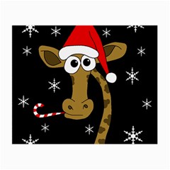 Christmas Giraffe Small Glasses Cloth by Valentinaart