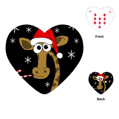 Christmas Giraffe Playing Cards (heart)  by Valentinaart