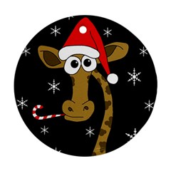 Christmas Giraffe Round Ornament (two Sides)  by Valentinaart