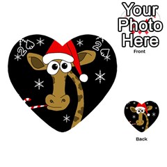 Christmas Giraffe Playing Cards 54 (heart)  by Valentinaart