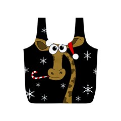 Christmas Giraffe Full Print Recycle Bags (s)  by Valentinaart