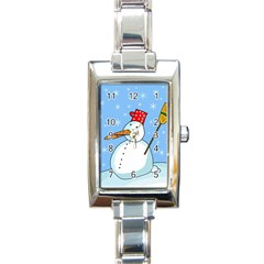 Snowman Rectangle Italian Charm Watch by Valentinaart