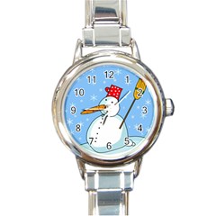 Snowman Round Italian Charm Watch by Valentinaart