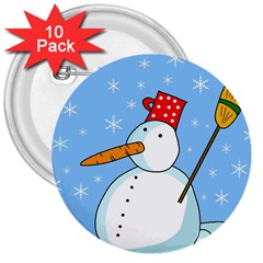 Snowman 3  Buttons (10 Pack)  by Valentinaart