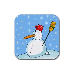 Snowman Rubber Coaster (square)  by Valentinaart