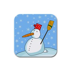 Snowman Rubber Square Coaster (4 Pack)  by Valentinaart