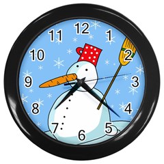 Snowman Wall Clocks (black) by Valentinaart