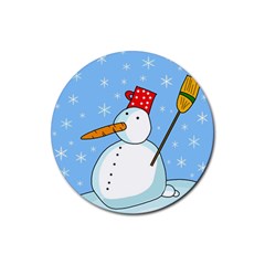 Snowman Rubber Round Coaster (4 Pack)  by Valentinaart