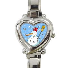 Snowman Heart Italian Charm Watch by Valentinaart