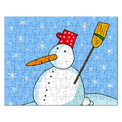 Snowman Rectangular Jigsaw Puzzl by Valentinaart