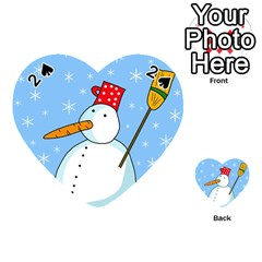 Snowman Playing Cards 54 (heart)  by Valentinaart