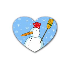 Snowman Rubber Coaster (heart)  by Valentinaart