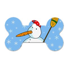 Snowman Dog Tag Bone (one Side) by Valentinaart