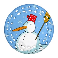 Snowman Round Filigree Ornament (2side) by Valentinaart